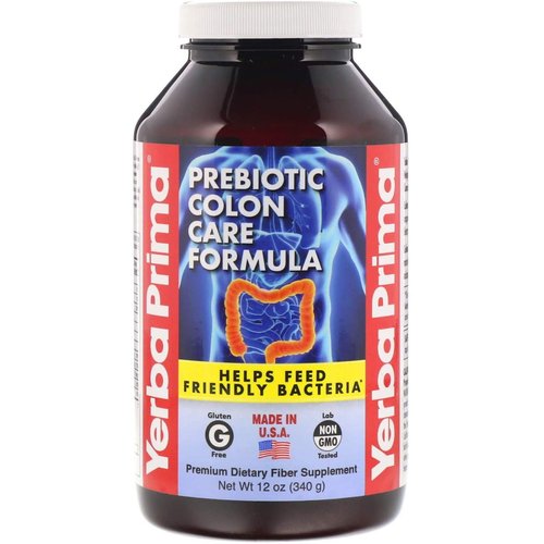 Yerba Prima Prebiotic Colon Care Formula Powder, 12 Ounce - Premium Dietary Fiber Supplement, Gluten Free, Made in USA, Non-GMO