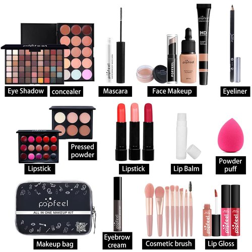 KARUIZI Makeup Kit All-in-one Makeup Gift Set for Women Full Kit Gift Set for Women,Girls & Teens,Eyeshadow Palette, Lip Gloss Set, Lipstick, Blush, Foundation, Concealer,Makeup Brush Set