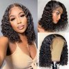IYAGE Short Water Wave Bob Wigs Human Hair 13x4 HD Lace Front Wigs Human Hair for Black Women Black Curly Glueless Bob Wigs Human Hair Pre Plucked Pre Cut 180 Density Wigs Natural Hairline