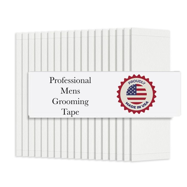 Mens Top Sticking Toupee Tape - Premium Hypoallergenic Double Sided Self Adhesive Strips for Hair Systems - 1" x 3" Strips - Mens Grooming Wig & Hairpiece Adhesives (108 Hair Tape Strips)