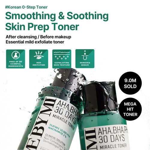 SOME BY MI AHA BHA PHA 30 Days Miracle Toner - 5.07Oz, 150ml - Mild Exfoliating Skin Prep Korean Toner for All Skin Types - Daily Blackhead Removing Pore Minimizer for Face Texture - Korean Skin Care
