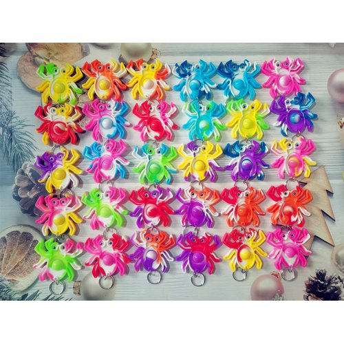 Bulk Spider Animal Fidget Bubble Mini Pop，Small Birthday Party Favors Halloween Supplies Summer Student Prizes（30 Packs）