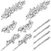 Janinka 10 Pieces Rhinestone Wedding Hair Clips Bridal Hair Pins Crystal Bobby Pins Silver Hairpin Barrette Leaf Flower Wedding Elegant Hair Accessories for Bride Women and Girls (Leave Style)