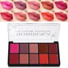 BOBISUKA Cream Lip Color Palette, 10 Colors Matte Lipstick Makeup Palette, Long Lasting Lipstick Palette, Moisturizing Waterproof Lip Creamy Formula For Soft - Daily