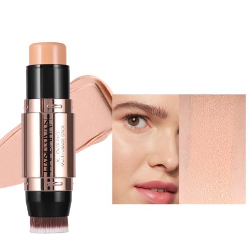 DLZZRS 8 Colors Cream Contour Sticks Makeup Kit, Dual-Ended Concealer Stick With Soft Brush, Non-Greasy Long-Wear Face Primer Multi-Use Contouring Pen, Full Coverage Shades Corrector Concealer (03#)