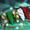 Christmas Nail Art Glitters Sequins, 3 Boxes Holographic Snowflake Nail Art Flakes Red Green White Winter Snowflake Star Glitter Sticker Decals Manicure DIY Xmas Decorations 36 Styles