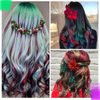 Christmas Colored Hair Extensions 21 inch Red Green Long Straight Hairpieces Clip in Synthetic for Kids Girls Women Christmas Party Supplies（6 pcs）