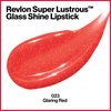 Revlon Super Lustrous Glass Shine Lipstick, Flawless Moisturizing Lip Color with Aloe, Hyaluronic Acid and Rose Quartz, Glaring Red (023), 0.15 oz