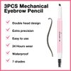 Waterproof Eyebrow Pencil, Professional Makeup Micro Brow Pencil, Double-ended ultra-fine eyebrow pencil, Ultra-Fine Mechanical Pencil (1, 01#Ebony)