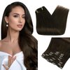 Full Shine Clip in Hair Extensions Human Hair Clip in Extensions Triple Weft Brazilian Hair Clip ins Dark Brown Hair Extensions Real Human Hair Clip ins Full Head 7 Pcs 18 Inch