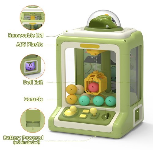 Dinosaur Claw Machine for Kids Ages 3+, Mini Electronic Arcade Games Vending Machine, Toy Candy Dispenser Machine, Crane Prize Machine with Music for Boys Girls Christmas Birthday Party Gift