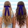 2PCS Velvet Hair Bows Ribbon Hair Clips, Alligator Hair Pins, Ponytail Holder Accessories Sides Metal Hair Bow Barrettes Hair Accessories for Women Girls Kids (Blue)