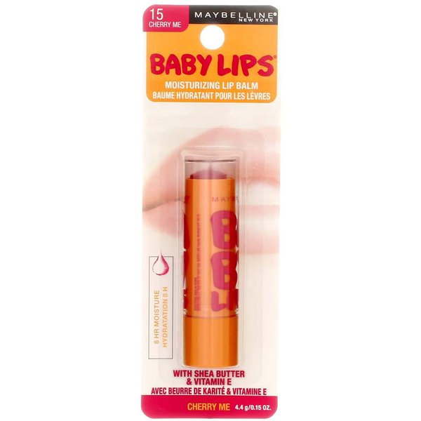 Maybelline Baby Lips Moisturizing Lip Balm , Cherry Me 0.15 oz (Pack of 2)