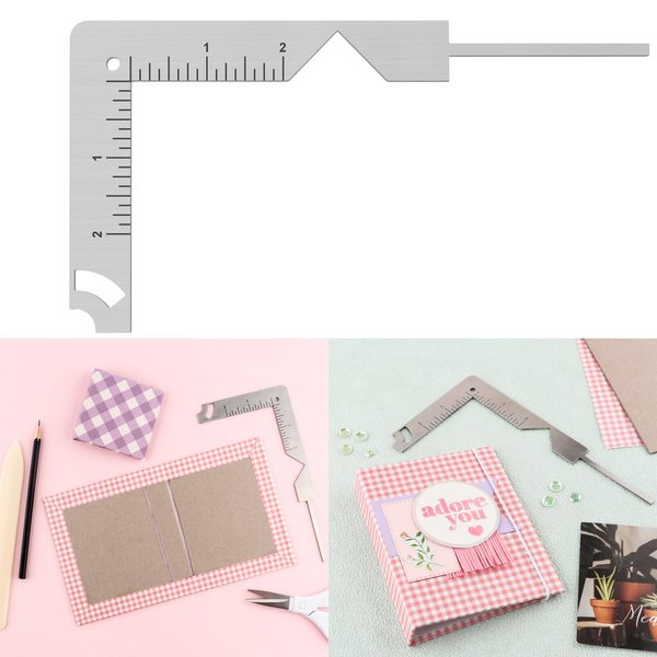 CYFUN DESIGN 5-in-1 Book Cover Guide to Create Sturdy Chipboard Covers,Bookbinding Ruler,Stainless Steel Metal Bookbinding Cover Tool,Scrapbooking Tools Arts Crafts,Scrapbook Cover Maker