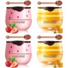 Honey Lip Balm Pot, Propolis Lip Mask, Strawberry Hydrating Propolis Lip Sleeping Mask, Prevent Dry&Cracked, Lip Repair Nourishes the Lip Skin (honey&straberry&cherry&apple)