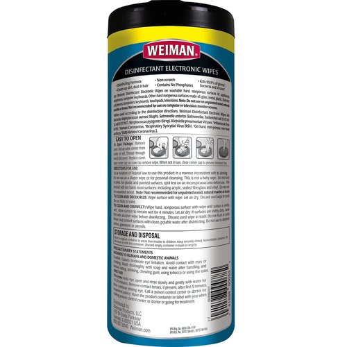 Weiman Electronic & Screen Disinfecting Wipes - Safely Clean and Disinfect Your Phone, Laptop Keyboard, Tablets, Lens Wipes - 30 Count | 2 Pack with MicroFiber Towel Included