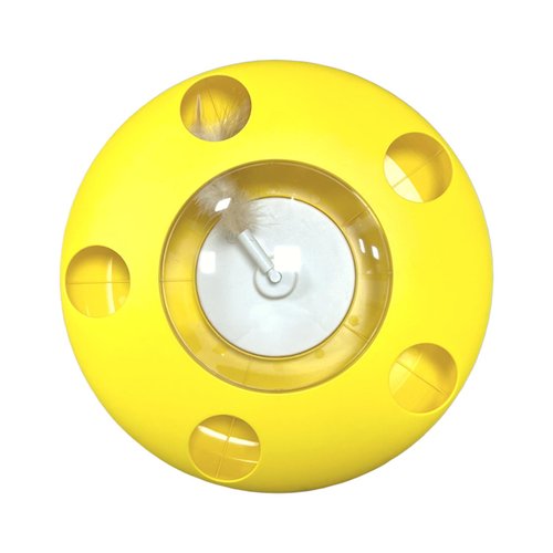UFO-Shaped Interactive Cat Toy with Moving Feather, Automatic Kitten Toys (Yellow)