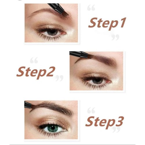 Microblading Eyebrow Pen - Eyebrow Pencil Magical Upgraded Eye Brow Pencils for Women with 4 Fork Tip & Spoolie Brush for Natural-Looking Hair-Like Defined Brows, Last All-Day, Universal Brown