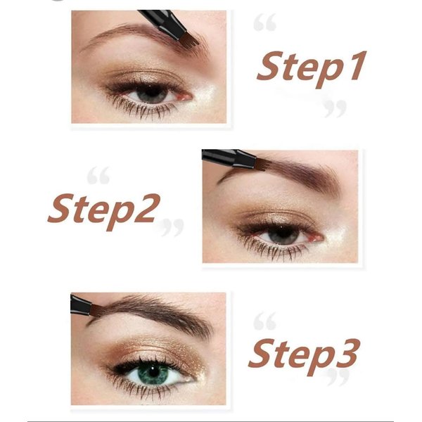 Microblading Eyebrow Pen - Eyebrow Pencil Magical Upgraded Eye Brow Pencils for Women with 4 Fork Tip & Spoolie Brush for Natural-Looking Hair-Like Defined Brows, Last All-Day, Universal Brown