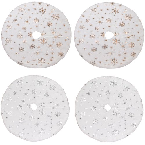4 Pieces Christmas Tree Skirt Decoration 15" Mini Xmas White Tree Skirt Decor for Merry Christmas Tree