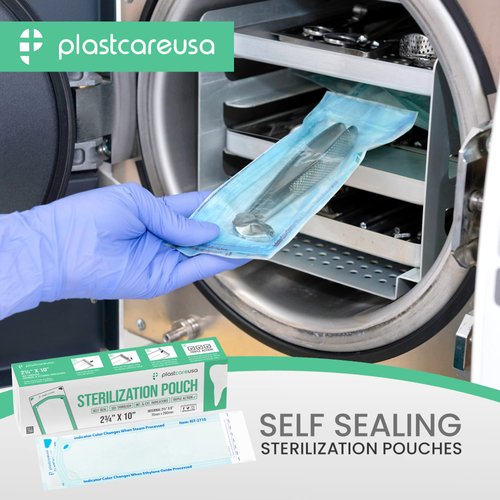 200 2.75 x 9 Self-Sterilization Pouches for Cleaning Tools, Autoclave Sterilizer Bags for Dental Offices, Pouch for Dentist Tools