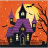 Party Creations Haunted House Party Supplies Bundle Includes Paper Dessert Plates and Napkins for 16 People Not-So-Scary Family Friendly Design Orange & Pruple