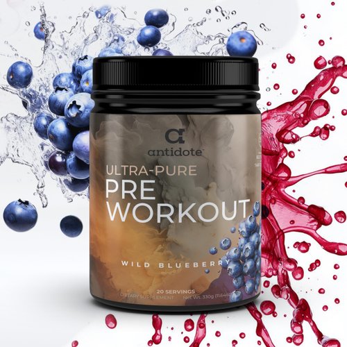 Antidote Clean Pre Workout Powder – Natural Energy & Focus Boost – Beetroot, Creatine, Beta-Alanine – Vegan Protein Powder Without Artificial Additives - Pre-Workout Supplement - Wild Blueberry
