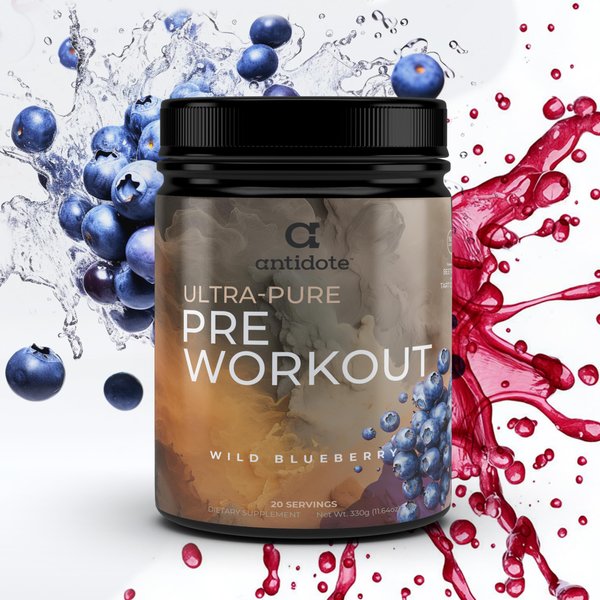 Antidote Clean Pre Workout Powder – Natural Energy & Focus Boost – Beetroot, Creatine, Beta-Alanine – Vegan Protein Powder Without Artificial Additives - Pre-Workout Supplement - Wild Blueberry