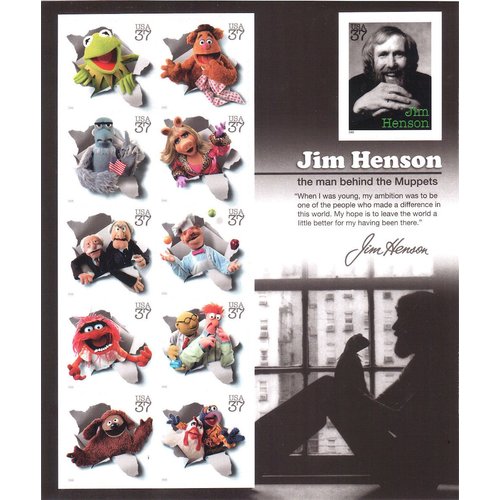 Jim Henson and the Muppets, Full Sheet of 11 x 37-Cent Postage Stamps, USA 2005, Scott 3944