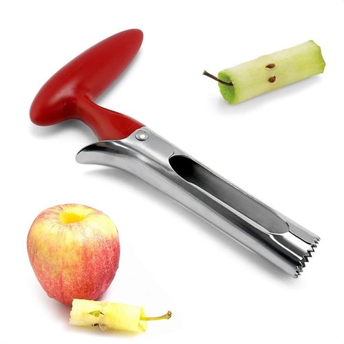 Apple Core Remover Tool Professional - Apple Core Remover Stainless Steel Pineapple Corer Non-slip Grip Tomato Corer Tool - Red Apple Corer Remover and Pinapple Decorer for Kitchen Apple Corer Tool