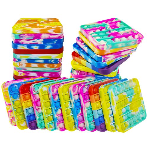 SKIUEMI 12 Pcs Pop Bubble Fidget Toys for Party Favors, Stress Relief Pressure Relieving Toys for Kids, Birthday Gifts and Classroom Game Prize Supplies, Christmas Party Gift for Kid and Adults