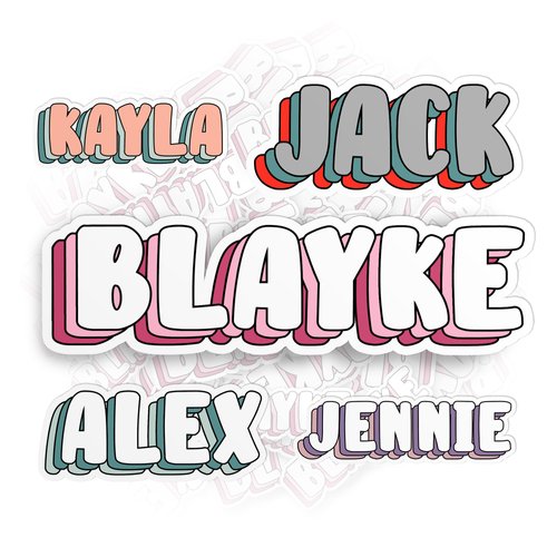 Custom Name Sticker Personalized Customize Name Color Stickers Cute Die-Cut Waterproof Vinyl Sticker for Laptop Water Bottle Phone Case Cars Decor Decal Stuff Gift Idea for Her Him Boy Girl Adults Kid
