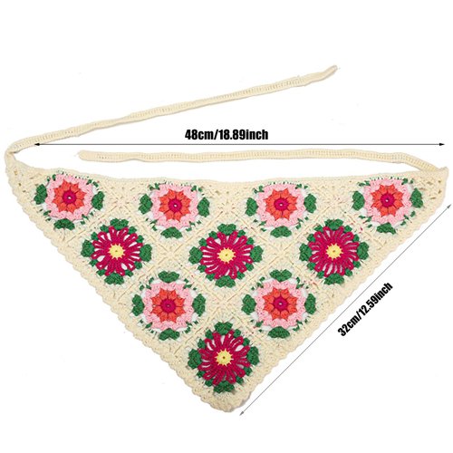 Hfpengzan Crochet Head Scarf Bandanas Headbands Hair Scarf for Women Girls Knitted Floral Hair Coverings Accessories for Hair Styling Holiday Decor, Tie-back Head Kerchief