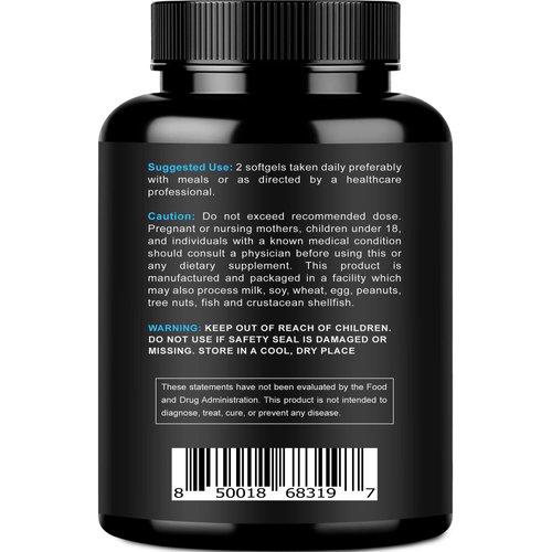 Omega 3 Fish Oil 2000mg, 800mg EPA and 600mg DHA - Enteric Coated and Burpless - Supports Joint, Brain, and Heart - Burpless, Non-GMO, 3rd Party Lab Tested and NSF Certified - 120 Softgels