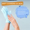Bath Gloves for Shower Exfoliating Gloves for Men and Women, Body Scrub Shower Scrubber, Double Sided Microfiber Shower Body Gloves for Adults and Kids, Body, Hand Massage, Daily Bath, Blue