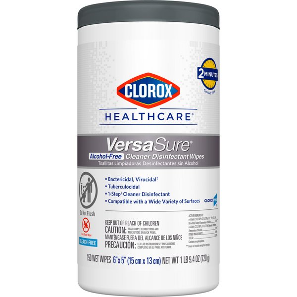 Clorox Healthcare Versasure Alcohol-Free Cleaner Disinfectant Wipes, CloroxPro Healthcare Cleaning and Industrial Cleaning, 150 Count - 17588