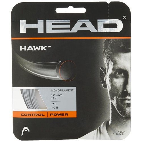 HEAD Hawk Tennis Racket String 40' Set - 17 Gauge Monofilament Racquet String, Grey