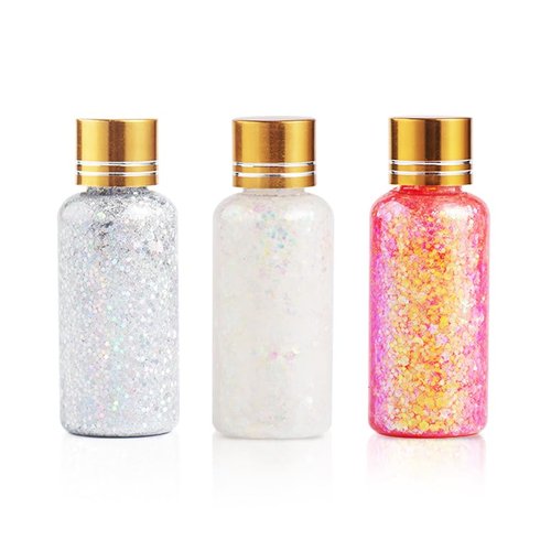 Spearlcable Holographic Body Glitter Gel,Chunky Glitter Mermaid Sequins Liquid Sparkling Glitter Gel for Rave Accessories Face Hair Eye Makeup Festival Party Concerts White+Pink+Sliver (A)