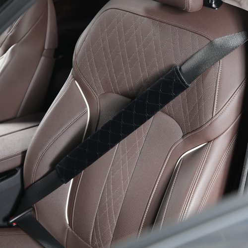 SONAICHTE Car Seat Belt Pads - Seatbelt Covers Seat Belt Cover Pad Car Accessories for Women Interior - Seat Belt Protector Adult Car Decor Seatbelt Cushion 2 Pack Black 15.5in