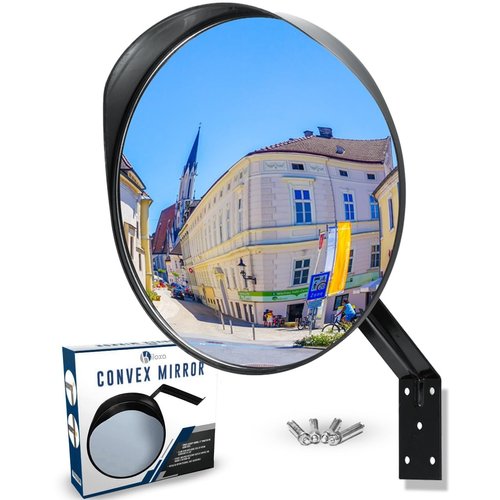 Kiloxa Safety Traffic Mirror, 12" Acrylic Mirror, Concave/Convex Mirror, Corner Blind Spot Mirror, Office Security Mirror Indoor,Outdoor Parabolic Mirror