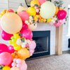 Pink and Yellow Balloons,12 Inch Maca Pink Hot Pink Yellow Confetti Balloons with Ribbon,for Girls Princess Peach Birthday Baby Shower Engagement Party Decorations
