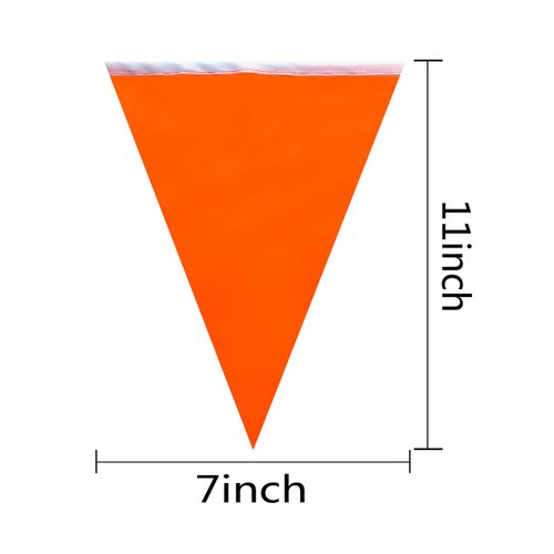 AuTop 100 Feet Solid Orange Pennant Banner Flags String Triangle Bunting Flags,Decorations for Grand Opening,Birthday Party,Festival Celebration(Orange)