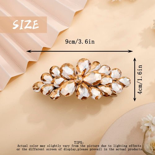 Aimimier Flower Crystal Hair Clip Sparkling Rhinestone Gem Barrettes Alligator Hair Clips Spring Clips Wedding Hair Accessories for Women Girls (Yellow)