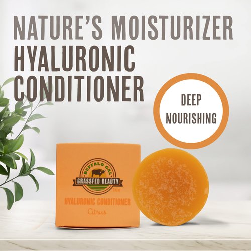 BUFFALO GAL Hyaluronic Conditioner Bar, Natural Hair Conditioner for Hair Growth, Hydrating Conditioner for Dry Hair, Detangling Conditioner for All Hair Types, 3 fl oz, Citrus