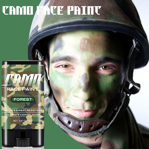 CCbeauty Moss Green Camo Face Paint - St. Patrick's Day Sports Eye Black Stick,Camouflage Hunting Accessories,Sweatproof Army Militarty Witch,Goblin,Gamora Shrek Makeup for Halloween Costume Cosplay