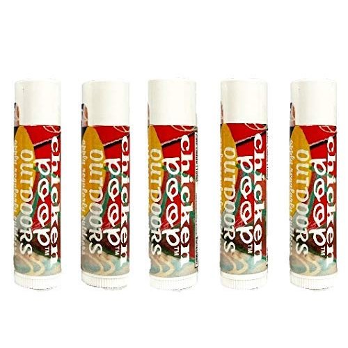Chicken Poop Sunblock Lip Balm Simone Chickenbone 100% Natural Moisturizer with SPF 30 for Dry Chapped Lips, 0.15 oz, Outdoors, Pack of 5