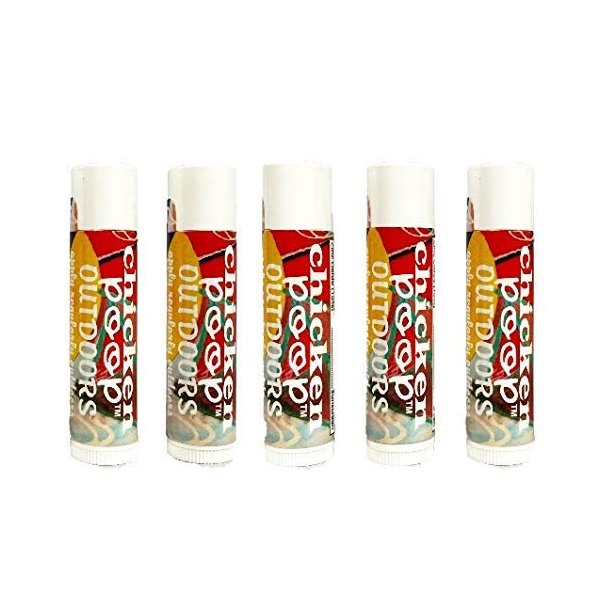 Chicken Poop Sunblock Lip Balm Simone Chickenbone 100% Natural Moisturizer with SPF 30 for Dry Chapped Lips, 0.15 oz, Outdoors, Pack of 5