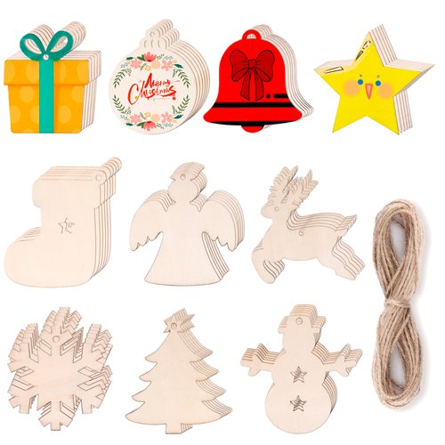 100Pcs Wood Slices,3.5" Wooden Christmas Ornaments,Unfinished Predrilled Wood Circles for Crafts Centerpieces,DIY Round Wooden Discs Hanging Decorations (3.5 Inches-100)