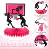 Poen 12 Pcs Pink Basketball Table Centerpieces Basketball Birthday Decorations Basketball Honeycomb Centerpieces Basketball Decorations for Birthday Baby Shower Party Supplies