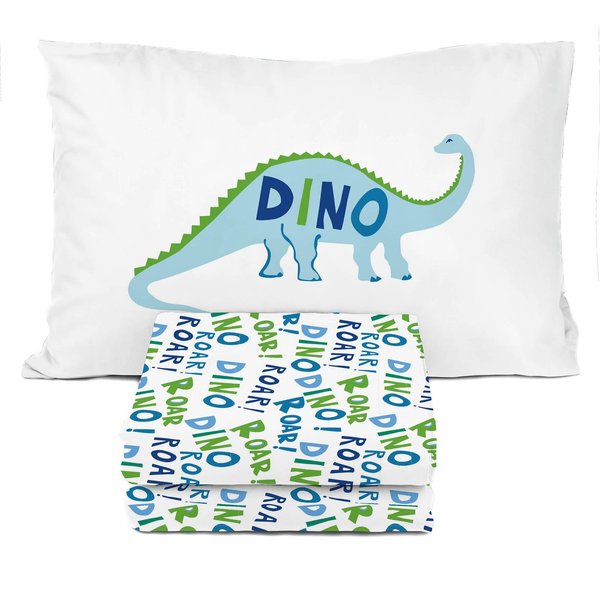 Sunny Side Up Dino Roar Toddler Sheet Set - 3 Piece Toddler Bedding Set Includes Pillow Cover - Super Soft Dinosaur Microfiber Sheets